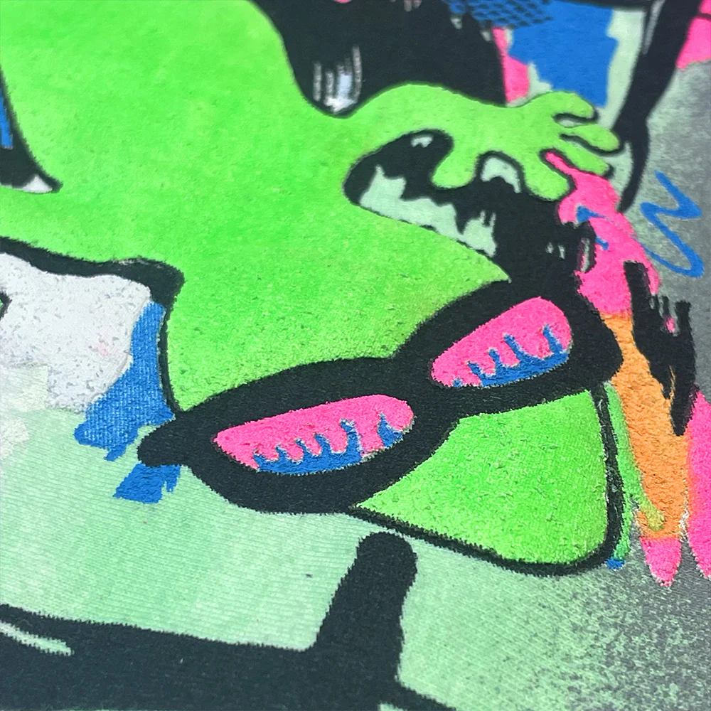 1989 Gecko Graffiti Hand-Painted Beach Style Tee - Green - Image 3