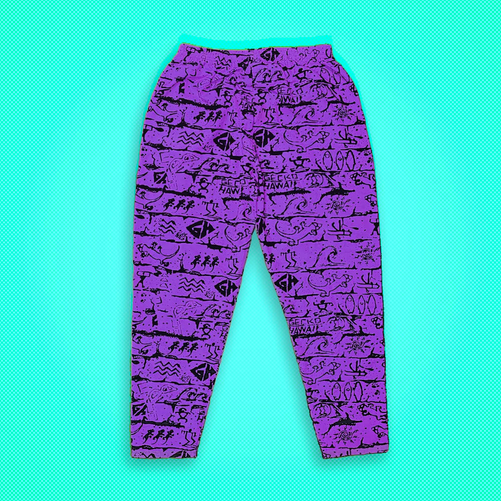 Deep Purple Gecko Wall '90's Beach Pants - Image 7