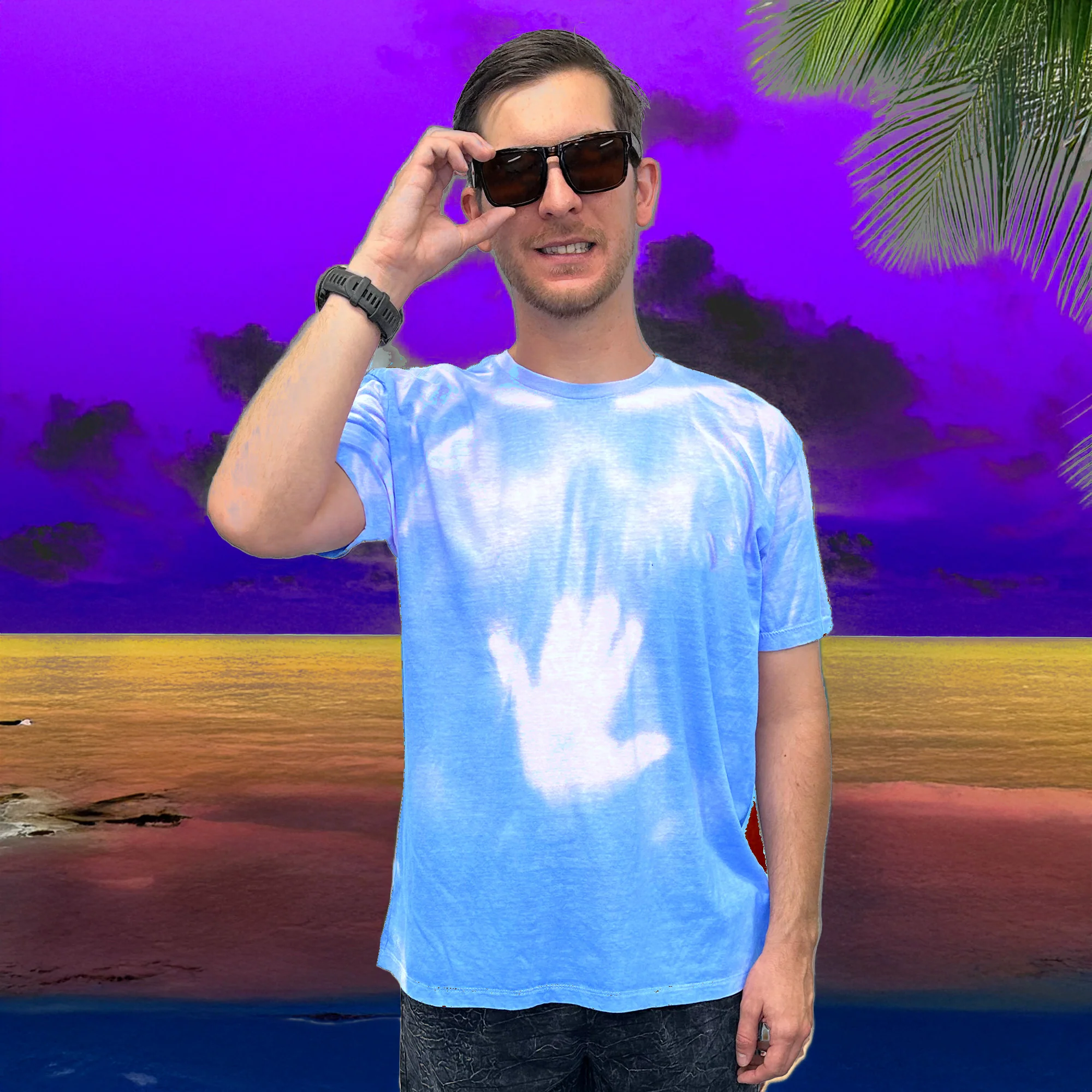 Gecko Marble HYPERFLASH Blue-To-White Tee - Image 3