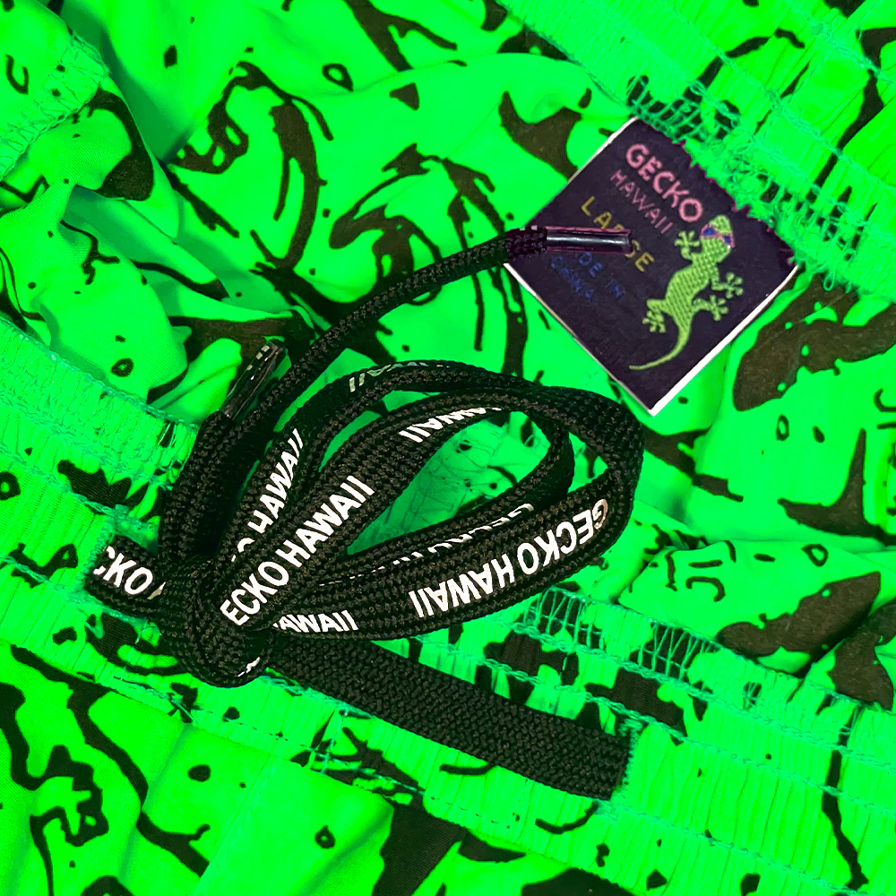 Neon Green Gecko Wall '90's Beach Pants - Image 6